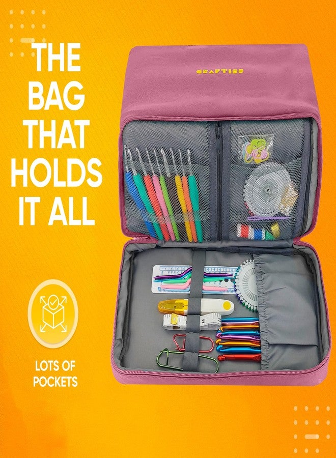 CRAFTISS Crochet Bag Yarn Storage - Christmas Gift - Durable Canvas Yarn Bag for Crochet Accessories - Organizer with Built-in Knitting Accessories Case - Image 4
