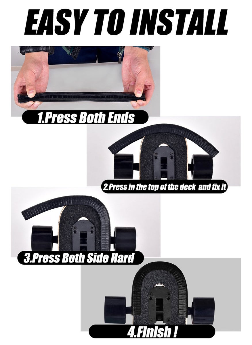 MAXPRO MAXPRO Skateboard Deck Guards Protector,Longboard Deck Edge Protection,Durable Shock Absorbing Rubber Cover with Excellent Grip Nose Guard and Tail Guard (Black)  - Image 4