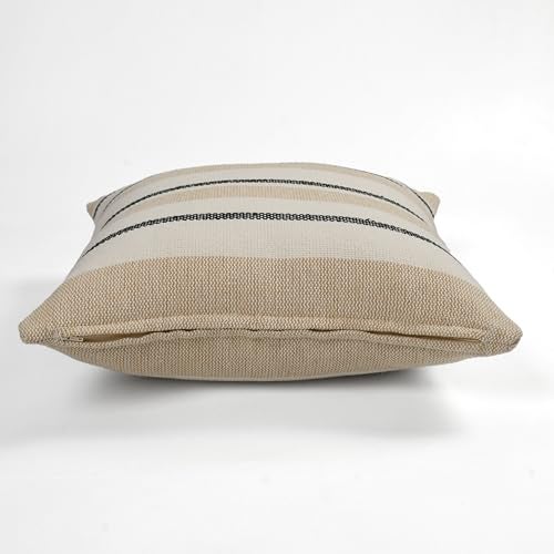 SASHAA WORLD Exquisite Beige Black Striped Elegance | Decorative Woven Cushion Cover | Cushion Cover for Living Room/Bed/Sofa/Chair | 45X45 Cm Pack of 2 - Image 5