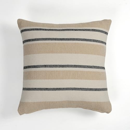 SASHAA WORLD Exquisite Beige Black Striped Elegance | Decorative Woven Cushion Cover | Cushion Cover for Living Room/Bed/Sofa/Chair | 45X45 Cm Pack of 2 - Image 4