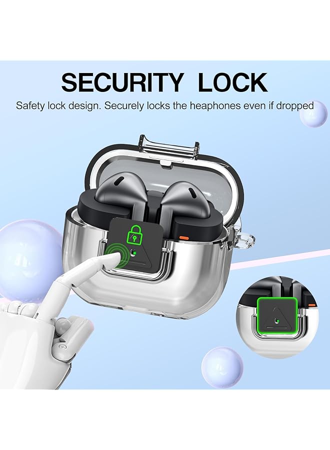 erorex Clear Tpu Case For Samsung Galaxy Buds 3 Pro Galaxy Buds 3 Rugged Shockproof Protective Cover With Lock Clip Carabiner And Cleaning Kit Flexible And Durable Design  - Image 3