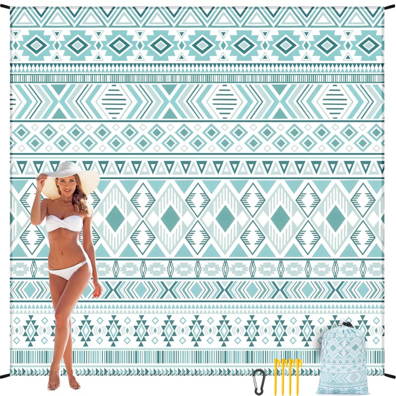 HIHOHO Beach Blanket Waterproof Sandproof Extra Large Beach Mat 79" X 83"/120"x108"for 1-8 Adults Quick Drying Durable Outdoor Picnic Mat for Beach Travel Camping Hiking - Image 5