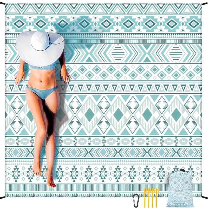 HIHOHO Beach Blanket Waterproof Sandproof Extra Large Beach Mat 79" X 83"/120"x108"for 1-8 Adults Quick Drying Durable Outdoor Picnic Mat for Beach Travel Camping Hiking - Image 1