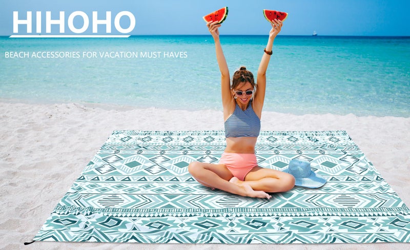 HIHOHO Beach Blanket Waterproof Sandproof Extra Large Beach Mat 79" X 83"/120"x108"for 1-8 Adults Quick Drying Durable Outdoor Picnic Mat for Beach Travel Camping Hiking - Image 4