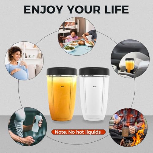 DRELD Blender Cups Replacement for Nutribullet Blender 18OZ Cup with Lid, Compatible with Nutribullet 600W 900W Blender Juicer (2Pack) - Image 5