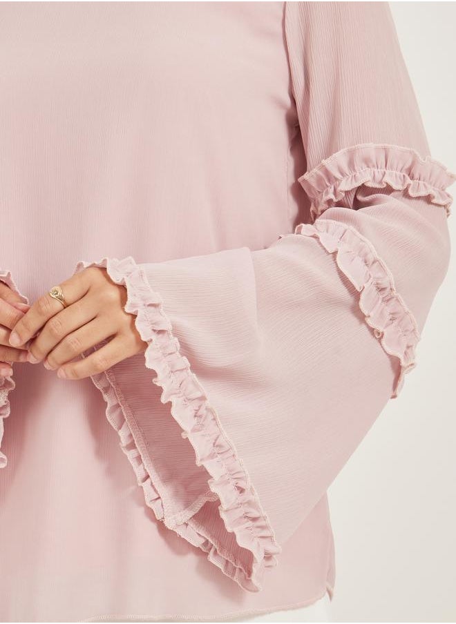 Styli - Flounce Long Sleeve Ruffled Detail Top by Styli - Image 1