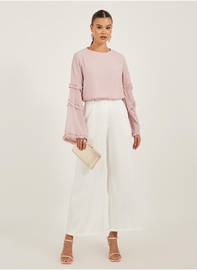 Styli - Flounce Long Sleeve Ruffled Detail Top by Styli - Image 1
