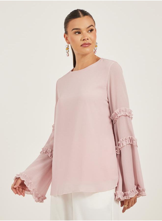 Styli - Flounce Long Sleeve Ruffled Detail Top by Styli - Image 1