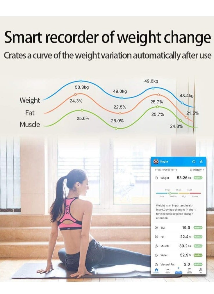 TIGER - Smart Weight Scale – Bluetooth Body Fat Scale with Wireless App Connectivity, Clear LCD Display, Auto-Off, Anti-Rollover, 180KG Max Weight Capacity, Precision Sensors, Black – Accurate and Convenient Health Tracking - Image 1