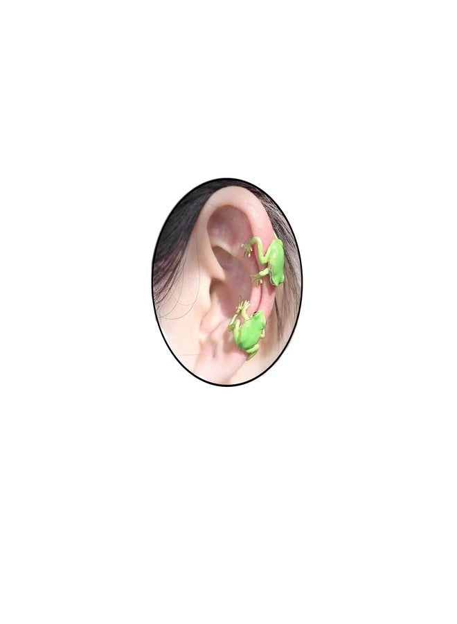 TACBSP Cute Frog Ear Cuff Earrings for Women Green 3D Frog Earrings Vintage Frogs Stud Earrings No Piercing Animal Earring Birthday Jewelry Gifts for Women (Cuff) - Image 1