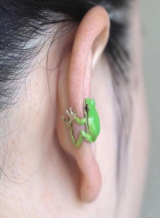 TACBSP Cute Frog Ear Cuff Earrings for Women Green 3D Frog Earrings Vintage Frogs Stud Earrings No Piercing Animal Earring Birthday Jewelry Gifts for Women (Cuff) - Image 2