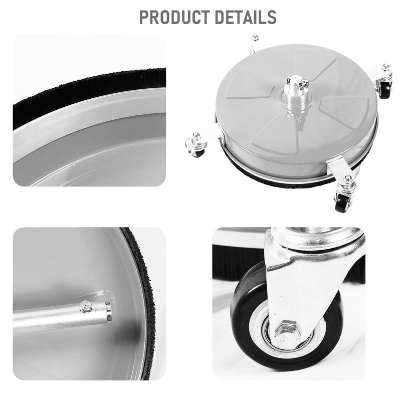 Wexo Palindrog 19" Pressure Washer Surface Cleaner with 4 Wheels, Stainless Steel Power Washer Surface Cleaner for Driveways Sidewalks Patios, 1/4" Quick Connector, 2 Extension Wand, 4000 PSI - Image 4