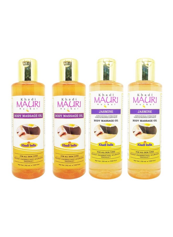 Khadi MAURI Body & Jasmine Massage Oil - Pack Of 4 (840 Ml)  - Image 1