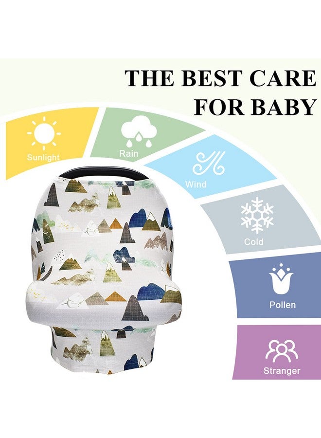 TANOFAR Baby Carseat Cover with Beanie, Adventure Mountain Infant Carseat Canopy for Boys Girls, Nursing Cover Breastfeeding Scarf for Mom, for Stroller High Chair Shopping Cart - Image 2