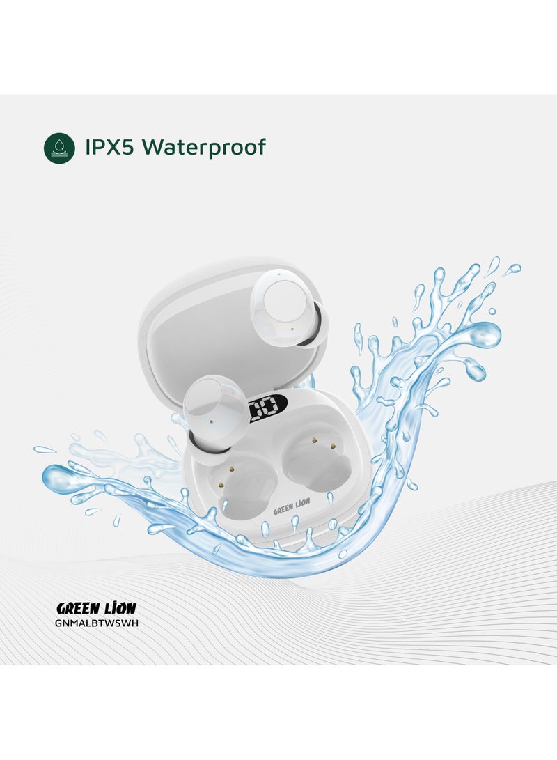 GREEN LION Malbun True Wireless Earbuds with ENC and Dual Microphone / Battery Display / Truewireless Headphones / Hands-Free Calling / In-Ear Design - White - Image 5