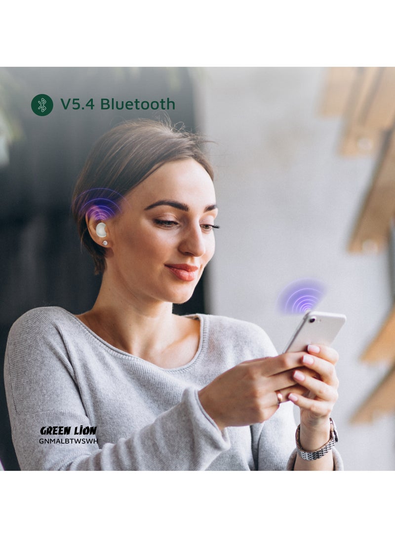 GREEN LION Malbun True Wireless Earbuds with ENC and Dual Microphone / Battery Display / Truewireless Headphones / Hands-Free Calling / In-Ear Design - White - Image 4