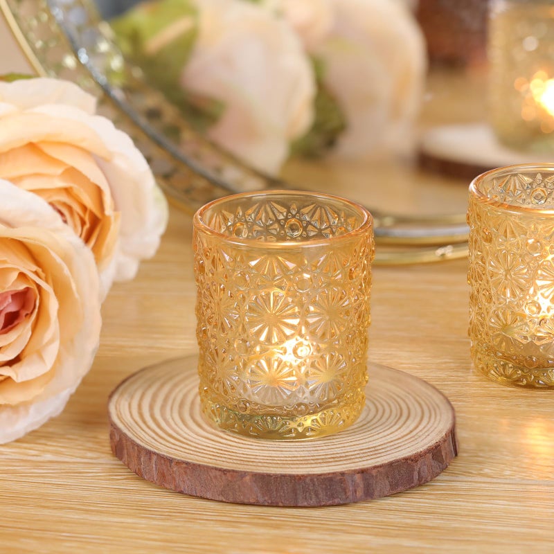 Lanttu Gold Votive Candle Holder Set of 36, Flower Tea Lights Candles Holders for Wedding Table Centerpieces, Birthday Parties, Anniversary, Bridal Shower and Holiday Decorations - Image 5
