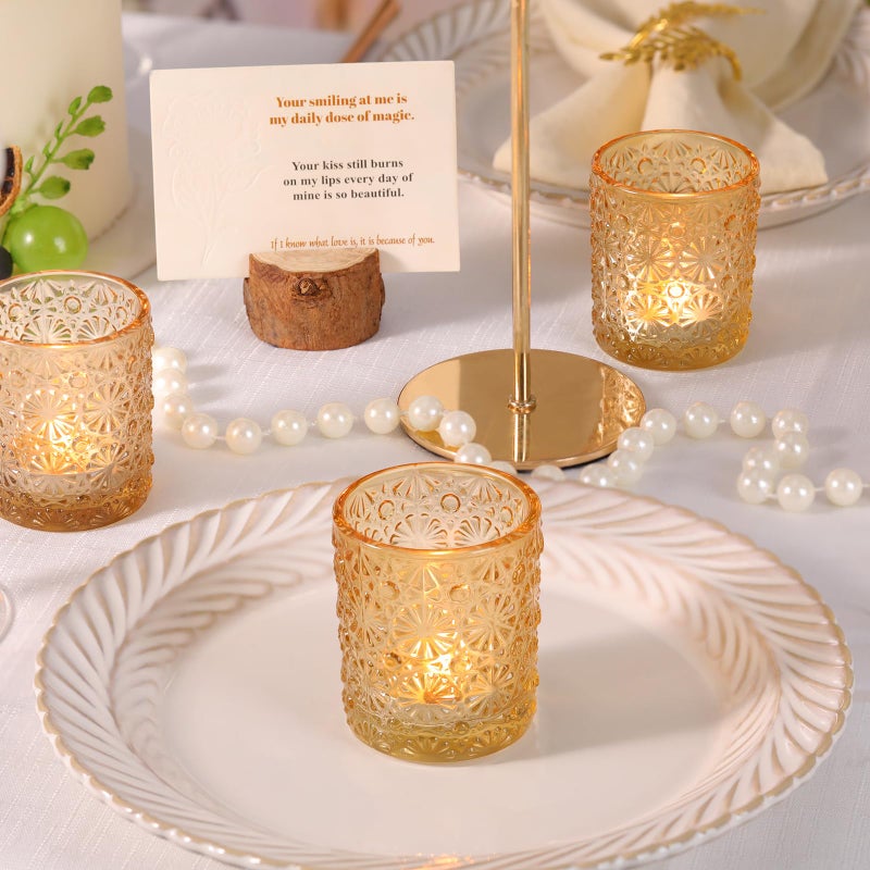 Lanttu Gold Votive Candle Holder Set of 36, Flower Tea Lights Candles Holders for Wedding Table Centerpieces, Birthday Parties, Anniversary, Bridal Shower and Holiday Decorations - Image 2