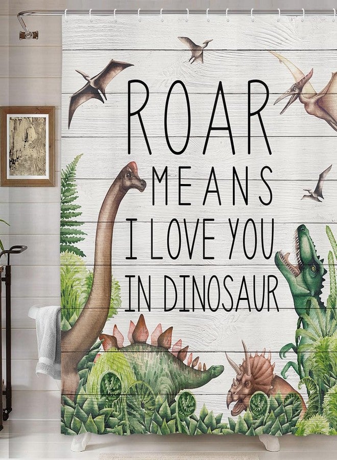Uokiuki Dinosaur Shower Curtain for Boys Kids Bathroom Decor, Animal Dino Jungle Forest Mountain Decor Fabric Shower Curtain for Bathroom, Wildlife Bathroom Decor Accessories 70X70 - Image 3