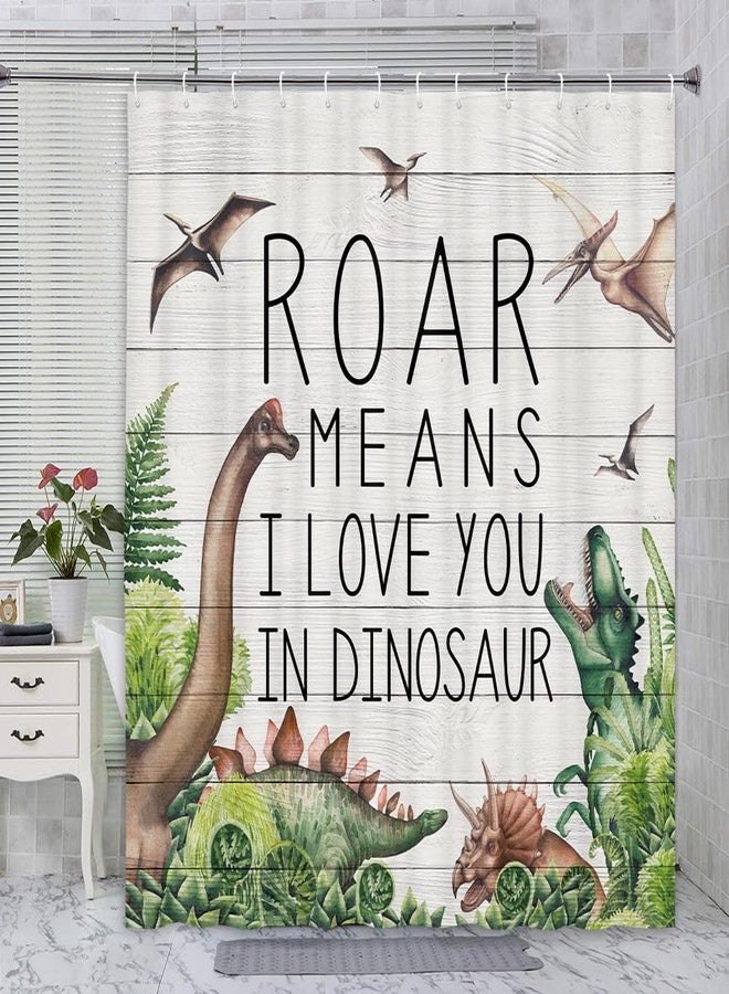 Uokiuki Dinosaur Shower Curtain for Boys Kids Bathroom Decor, Animal Dino Jungle Forest Mountain Decor Fabric Shower Curtain for Bathroom, Wildlife Bathroom Decor Accessories 70X70 - Image 2
