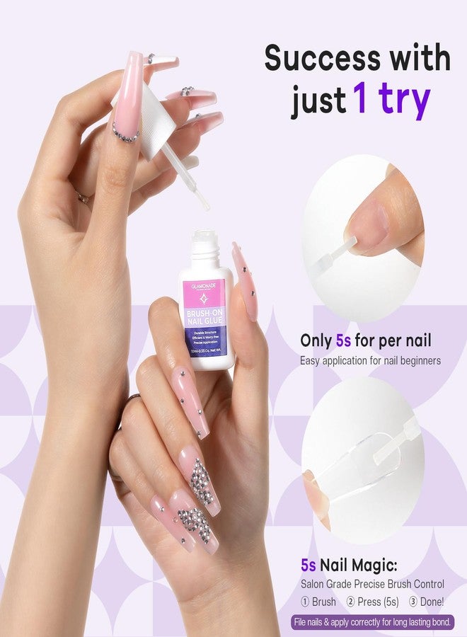 Glamonade Super Strong Nail Glue: Press on Nails, Acrylic Nails, Fake & False Nail Tips Glue - 10ml Brush on Professional Easy Long-Lasting Adhesive(10ml*3) - Image 4