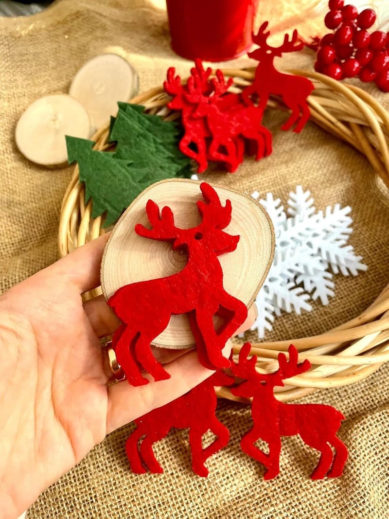 Curious Button Set of 20 pcs Laser cut felt tree, deer and snowflakes is an excellent set of handmade, suitable for creative imagination, cards, diaries, gift wrapping, Christmas Decoration, New Year Decoration - Image 3