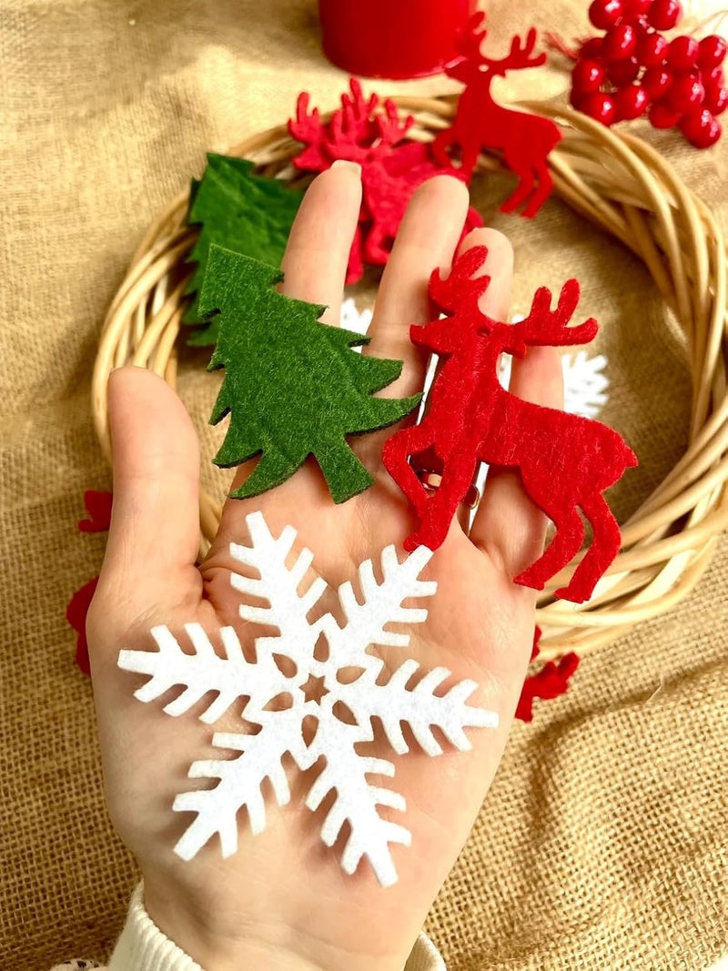 Curious Button Set of 20 pcs Laser cut felt tree, deer and snowflakes is an excellent set of handmade, suitable for creative imagination, cards, diaries, gift wrapping, Christmas Decoration, New Year Decoration - Image 5