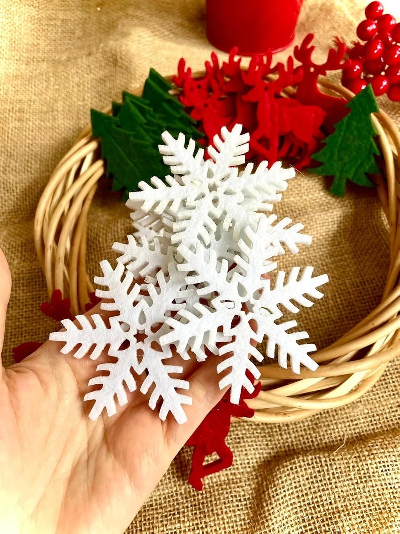 Curious Button Set of 20 pcs Laser cut felt tree, deer and snowflakes is an excellent set of handmade, suitable for creative imagination, cards, diaries, gift wrapping, Christmas Decoration, New Year Decoration - Image 4