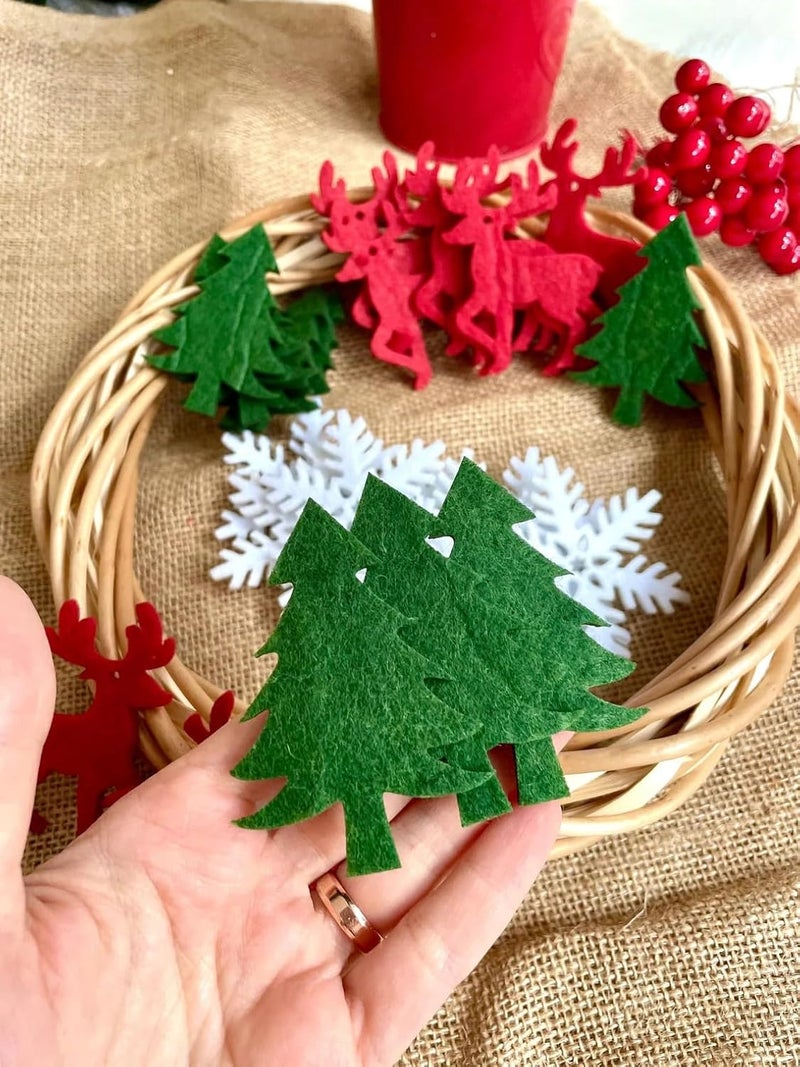 Curious Button Set of 20 pcs Laser cut felt tree, deer and snowflakes is an excellent set of handmade, suitable for creative imagination, cards, diaries, gift wrapping, Christmas Decoration, New Year Decoration - Image 2