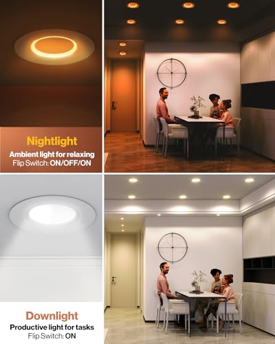 Sunco Lighting Sunco 12 Pack 5CCT LED Recessed Lighting 4 Inch with Night Light, 2700K/3000K/4000K/5000K/6000K Selectable, Dimmable Lights, 8W, 770LM, Damp Rated, Retrofit Installation - ETL - Image 2