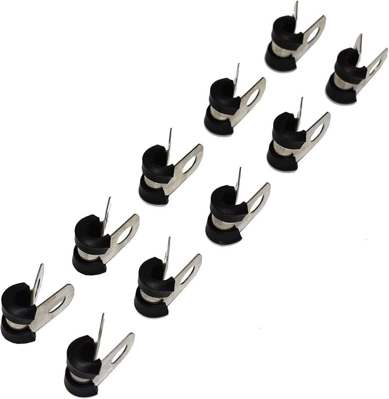 A-Team Performance 3/16-Inch Stainless Steel Brake Line Clips & Clamps - 3/16-Inch Black Industrial - Neoprene Cushion & Corrosion Resistant - Protects Brake & Fuel Lines & Cables - 10 Pack - Image 1