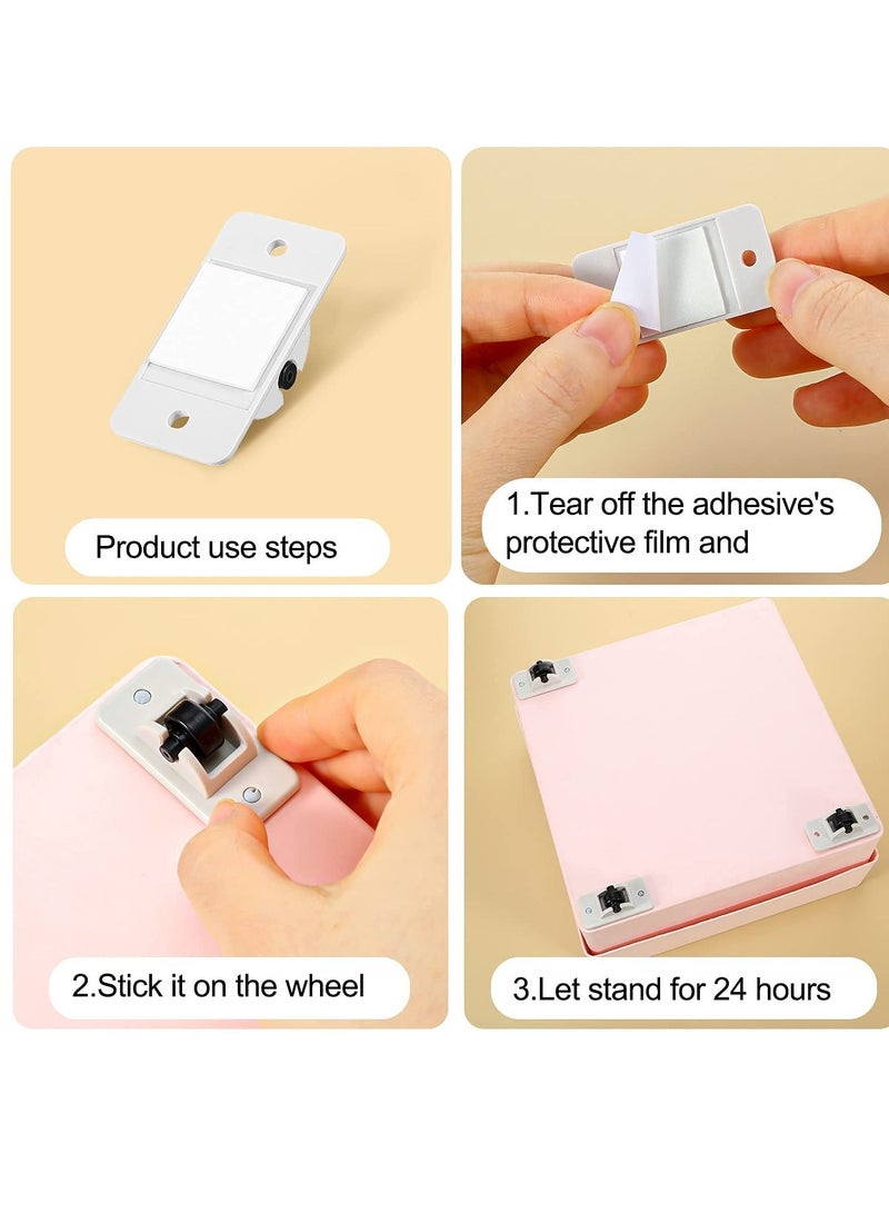 KASTWAVE Self Adhesive Caster Wheels, 12 Pieces Mini Fixed Wheels Caster Boxes Caster Paste Plastic Wheel Sticky Caster Carton for Storage Box Trash DIY Toy Car Bin Storag - Image 3