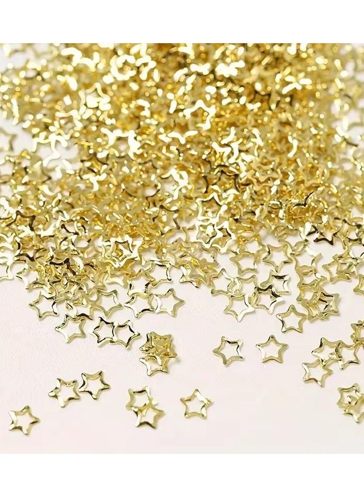 Goolsky Moon Star Nails Gold Metallic Nail Sequins Charms - 3D Nail Art Tips for Festive Manicures - Image 2