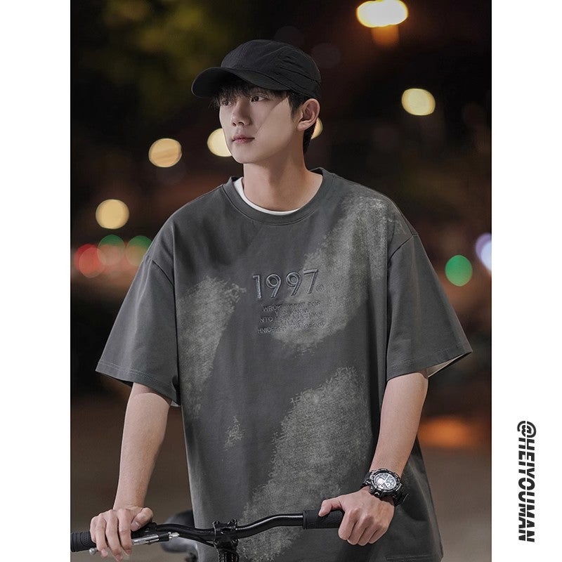 Tie-Dyed Short-Sleeved Summer 230G American Heavyweight T-Shirt Clothes Tide Brand Ruffian Handsome Half-Sleeved T-Shirt Ins Joker - Image 5