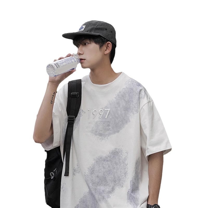 Tie-Dyed Short-Sleeved Summer 230G American Heavyweight T-Shirt Clothes Tide Brand Ruffian Handsome Half-Sleeved T-Shirt Ins Joker - Image 4