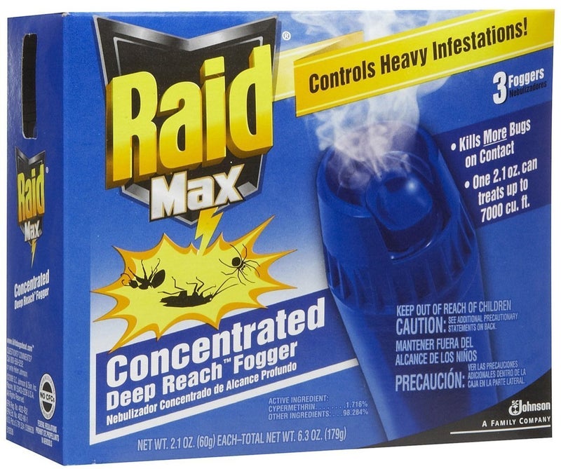 Raid Max Fogger, Insect Killer for Mosquito, Ant, Roach, Spider, Flea, for Indoor Use, 2.1 oz, 3 Count (Pack of 1) - Image 1