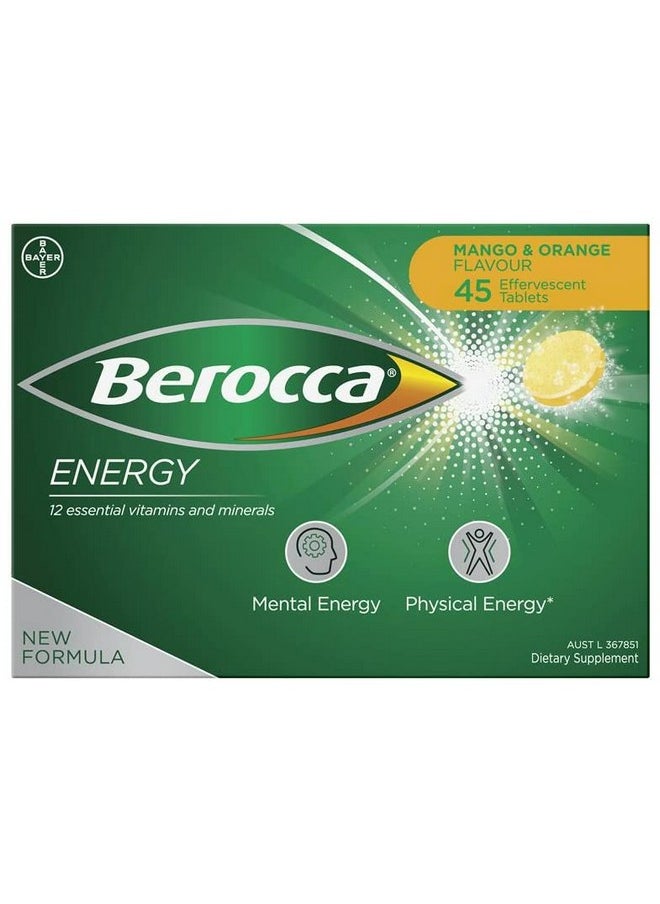 Berocca Energy Vitamin B & C Mango & Orange Flavour Effervescent Tablets 45 Count  - Image 1