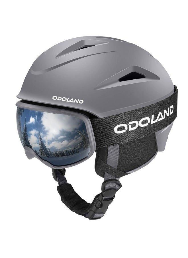 Odoland Snow Helmet Ski Helmet With Ski Goggles For Snow Sports Shockproof Windproof Safety Snowboard Helmet And Protective Goggles For Men Women And Youth Gray M  - Image 2