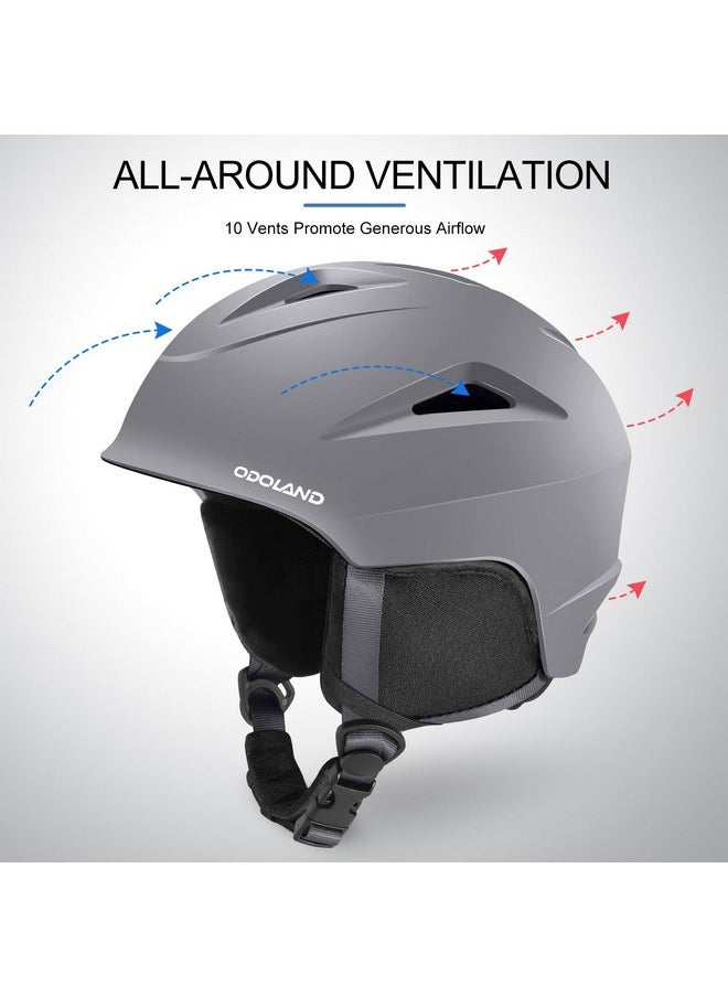Odoland Snow Helmet Ski Helmet With Ski Goggles For Snow Sports Shockproof Windproof Safety Snowboard Helmet And Protective Goggles For Men Women And Youth Gray M  - Image 5