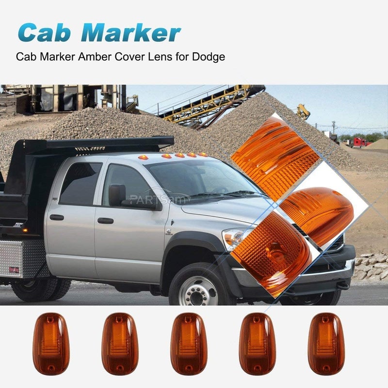 KOMAS 5pcs Amber Lens Cab Roof Marker Lights for 2003-2018 Dodge Ram 1500 2500 3500 4500 5500 - Image 2