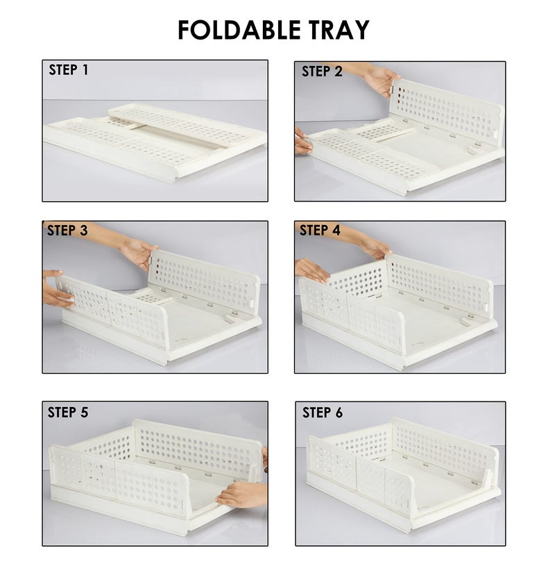 JEYANG Folding Wardrobe Organizer Plastic Stackable Clothe Closet Self Storage Container, Rectangular Cupboard for Kitchen, Home and Bathroom (White) (Pack of 10 (Large White)) - Image 5