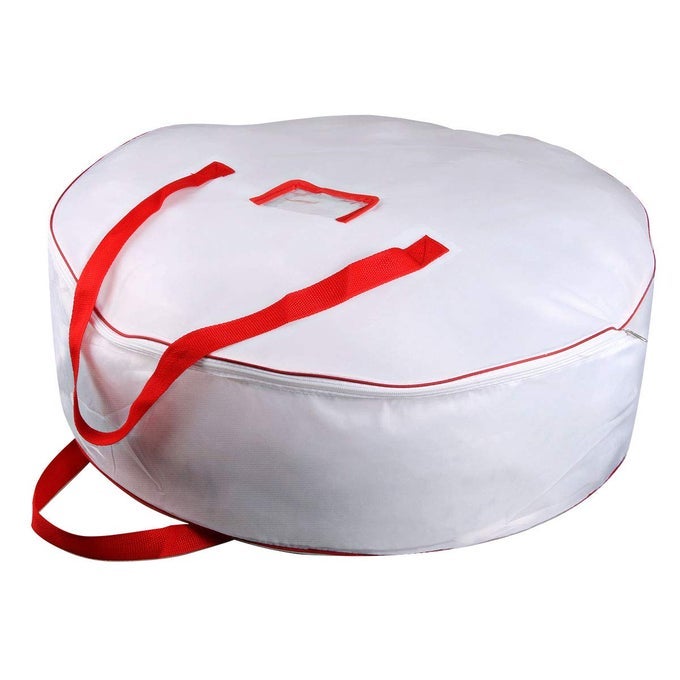 30 Christmas Garland Ornaments Wreath Storage Bag Christmas Large Wreath Storage Container Reinforced Wide Heavy Duty Handle and Double Sleek Zipper Protect Your Party Decorations White
