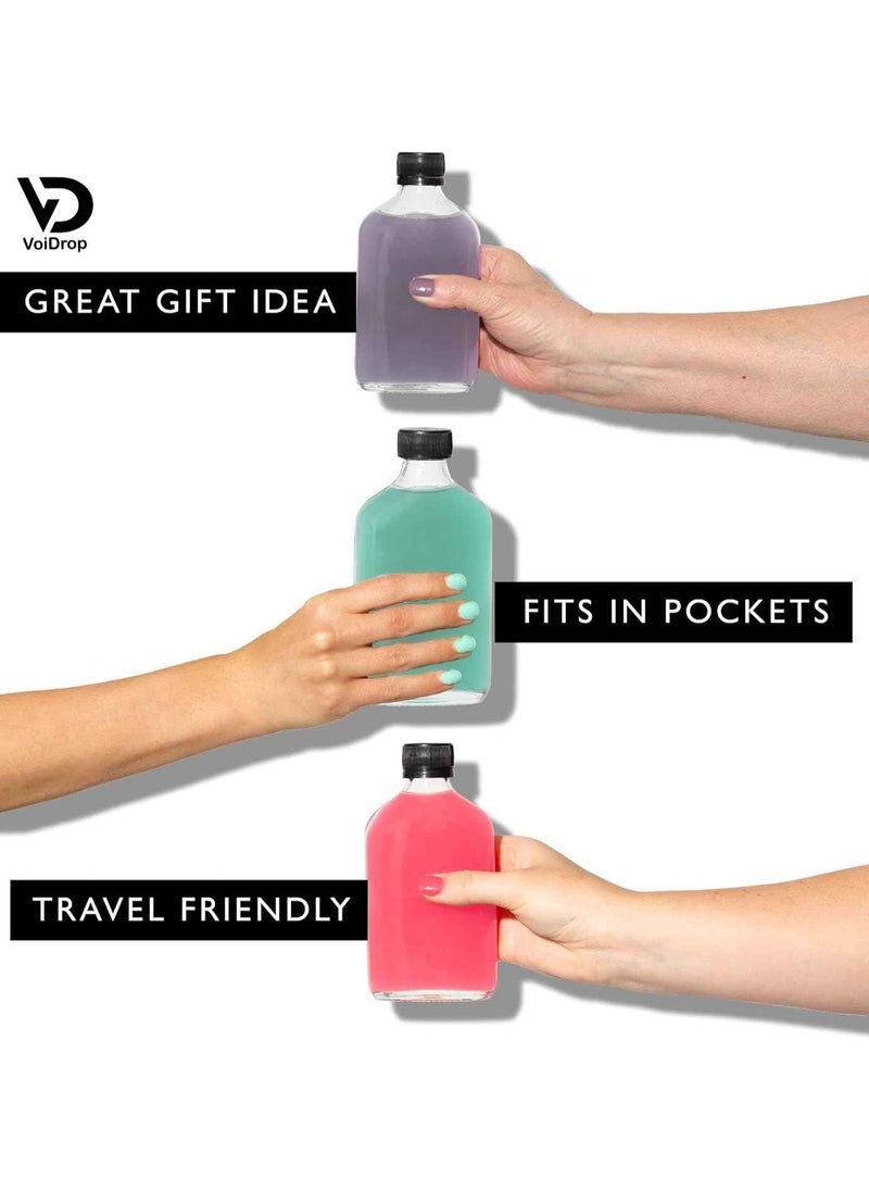 VoiDrop - Glass Bottle 200ml for cold coffee Glass Juice bottles with lids-clear sensory Juice bottle reusable bottles for juice set of 12 - Image 1
