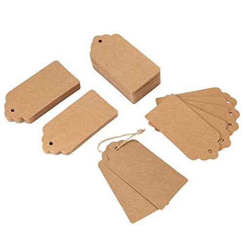 Bransio Gift Tags,120 PCS Kraft Paper Tags for Wedding Brown Rectangle Craft Hang Tags with Free 100 Feet Natural Jute Twine … - Image 2
