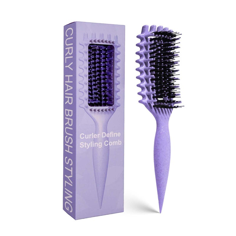 MMBVSZ Curly Hair Brush Candybrush Curl Defining Brush for Detangling Shaping and Defining Curls for Women, Men, Wet & Dry Hair (Purple) - Image 1