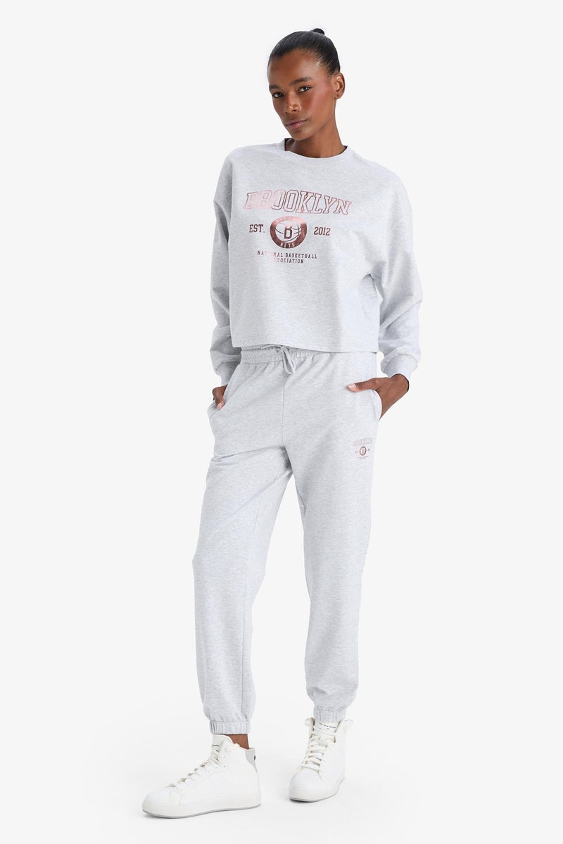 DeFacto Grey Woman DeFactoFit NBA Brooklyn Nets Sports Sweatshirt Casual - Image 4