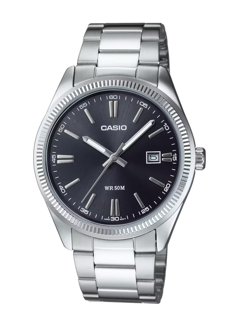 Casio Stainless Steel Men's Watch Black Dial, Silver Band - MTP-1302PD-1A1VEF - Image 1