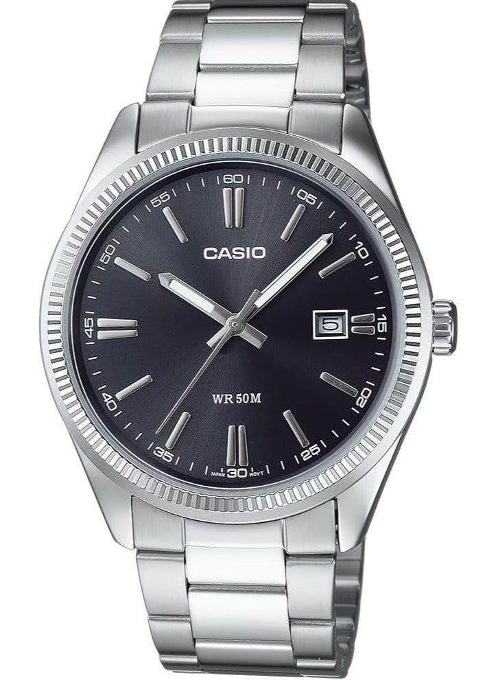 Casio Men's Watch - MTP-1302PD-1A1VEF Black Dial, Silver Band