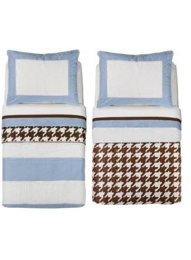 Bacati Solid Blue/Chocolate Toddler Sheet Set - Image 4