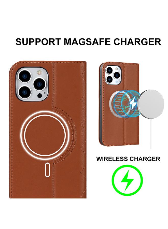 Zaboon Case For iPhone 12 Pro Max Rhombic MagSafe RFID Anti-Theft Wallet Leather Phone Case - Image 2